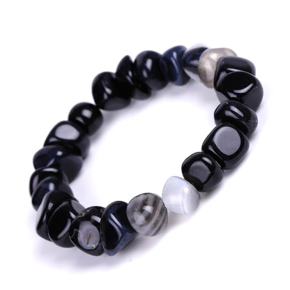 HZHRony 8mm 10mm 12mm Energy Power Crystal Chakra Reiki Healing Bracelets for Women Men 7 Inch Irregular Natural Stone Beaded Stretch Bracelet Black