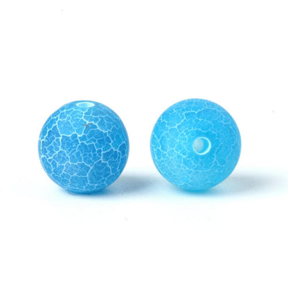 100Pcs Natural Stone 6mm Blue Frosted Spider Net Agate Round Loose Gemstone Energy Healing Beads Hole Size 1mm DIY Smooth Beads for Bracelet Necklace Jewelry Making
