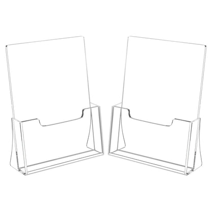 HIIMIEI Brochure Holder 8.5 x 11 inches, Acrylic Flyer Holder with 2 Pack, Plastic Stands for Displaying Magazines, Pamphlets, Literature, Brochures, Booklets, Menu