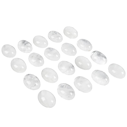 Casaper Natural Rock Quartz Oval Cabochons Cab Flat Back Loose Stone Beads for Jewelry Making, Polished DIY Crystal Crafts 13x18mm, Pack of 10