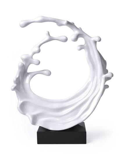 NENBOLEC Abstract Sculpture Decor Modern Art Gift Sea Wave Figurine Table Centerpiece Statue for Living Room Bedroom Office White 16.5 Inch