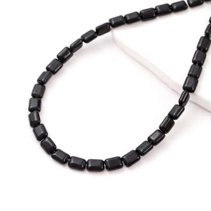 6×8mm Natural Black Agate Flat Square Stone Beads Rectangle Healing Crystals Loose Gemstone Beads for Jewelry Making DIY Bracelets Necklaces