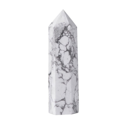 Large White Howlite Crystal Tower Healing Crystal Wand For Spiritual Use Hexagonal Point Reiki Chakra Gemstone Home Decor