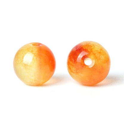 100Pcs Natural Stone 6mm Orange Jasper Round Loose Gemstone Energy Healing Beads Hole Size 1mm DIY Smooth Beads for Bracelet Necklace Earrings Jewelry Making