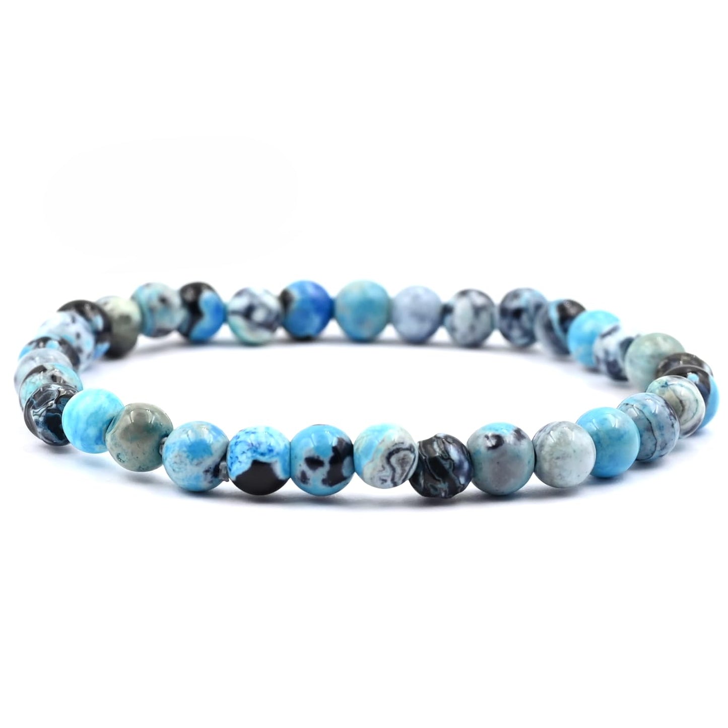 PZTIIY Natural Energy Healing Stone Charm Bracelet 6mm Natural Energy Healing Lava Rock Bracelet - Unisex (Small)