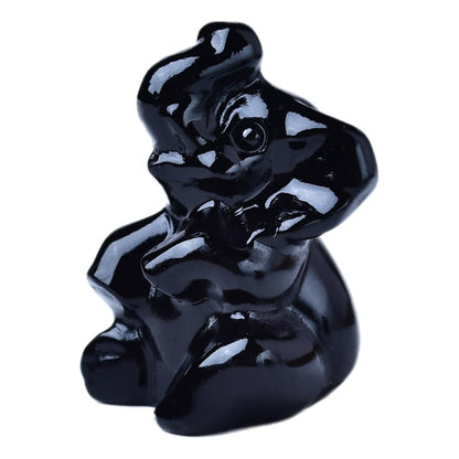 WUYOUSHI Obsidian Elephant Decor Figurine Crystals and Healing Stones Elephant Statue Polished Pocket Gemstones Bedroom Office Desk Home Decoration A Lucky Decoration