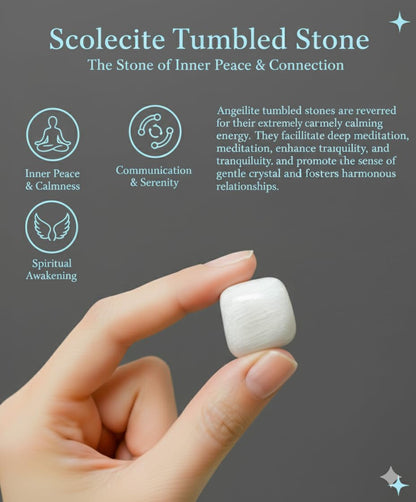 Healing Crystal Stones Scolecite Tumbled Stone – Natural Crystal for Meditation, Calmness & Positive Energy – Pocket Stone for Reiki, Yoga & Home Décor