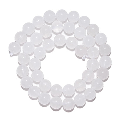 10mm Natural White Jade Gemstone Beads Polished Round Smooth Stone Beads for Bracelets Jewelry Making 15inch Loose Beads