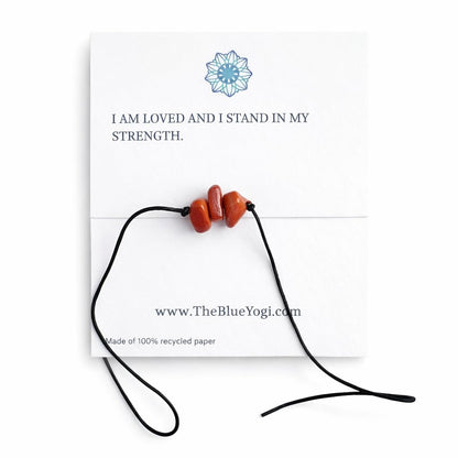 The Blue Yogi Amazonite Healing Crystal Bracelet Anklet 2-in-1 Adjustable Tie Closure Spiritual Protection Jewelry with Affirmation Card Handmade