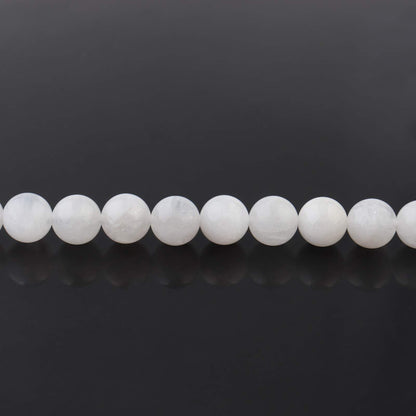Filluck Natural Stone Beads 8mm White Moonstone Polished Round Smooth Gemstone Beads for Jewelry Making 15 Inch(White Moonstone,8mm)