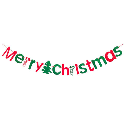 JSDJ Merry Christmas Banner with Christmas Tree Red Green Wool Felt Garland Happy Holiday Decoration Indoor Cute Hanging Decor for Mantel Fireplace Wall, Kids Bedroom, Living Room,Party Supplies