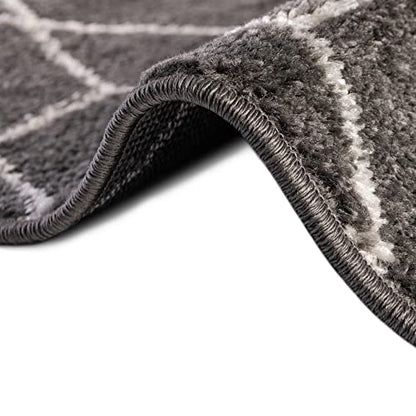 Unique Loom Trellis Frieze Collection Area Rug - Geometric (3' x 5' Oval, Dark Gray/ Ivory)