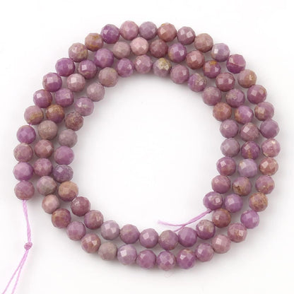 Song Xi 120pcs 3mm Natural Purple Mica Gemstone Beads Faceted Round Loose Stone Beads for Jewelry Making (1 Strand)