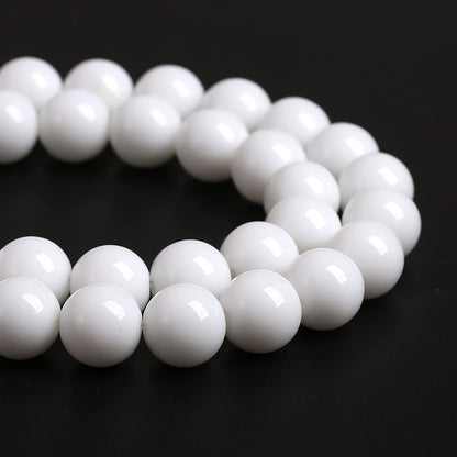 6mm 60PCS White Porcelain Agate Round Spacer Loose Beads for Jewelry Making DIY Bracelet Necklace 15 inches
