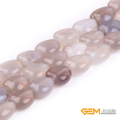 GEM-Inside 10mm Heart Charms Natural Gray Agate Gemstone Stone Beads for Jewelry Making Full 15" Strand Power Energy Healing Chakra Stone Beads