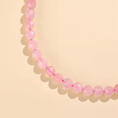 GolbalJew Natural Gemstone Beads Bracelets Healing Crystal Stone Beaded Bracelet for Women Men Handmade Spiritual Jewelry Gifts, 4mm Rose Quartz Faceted Round Beads