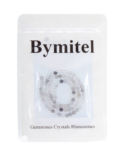 Bymitel 90 pcs Natural Genuine Real Round Loose Stone Beads Gemstone Spacers for Charm DIY Jewelry Making 15.5" per Strand 4mm (Cloudy Quartz Crystals, 4mm)