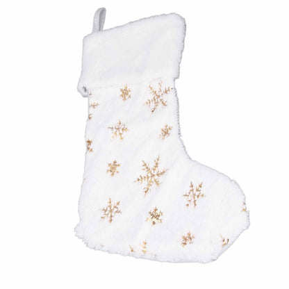 Pongnas Christmas Stocking with Gold Sequins & Snowflake Embroidery Oversized Holiday Ornament for Fireplace,Family Xmas Decor