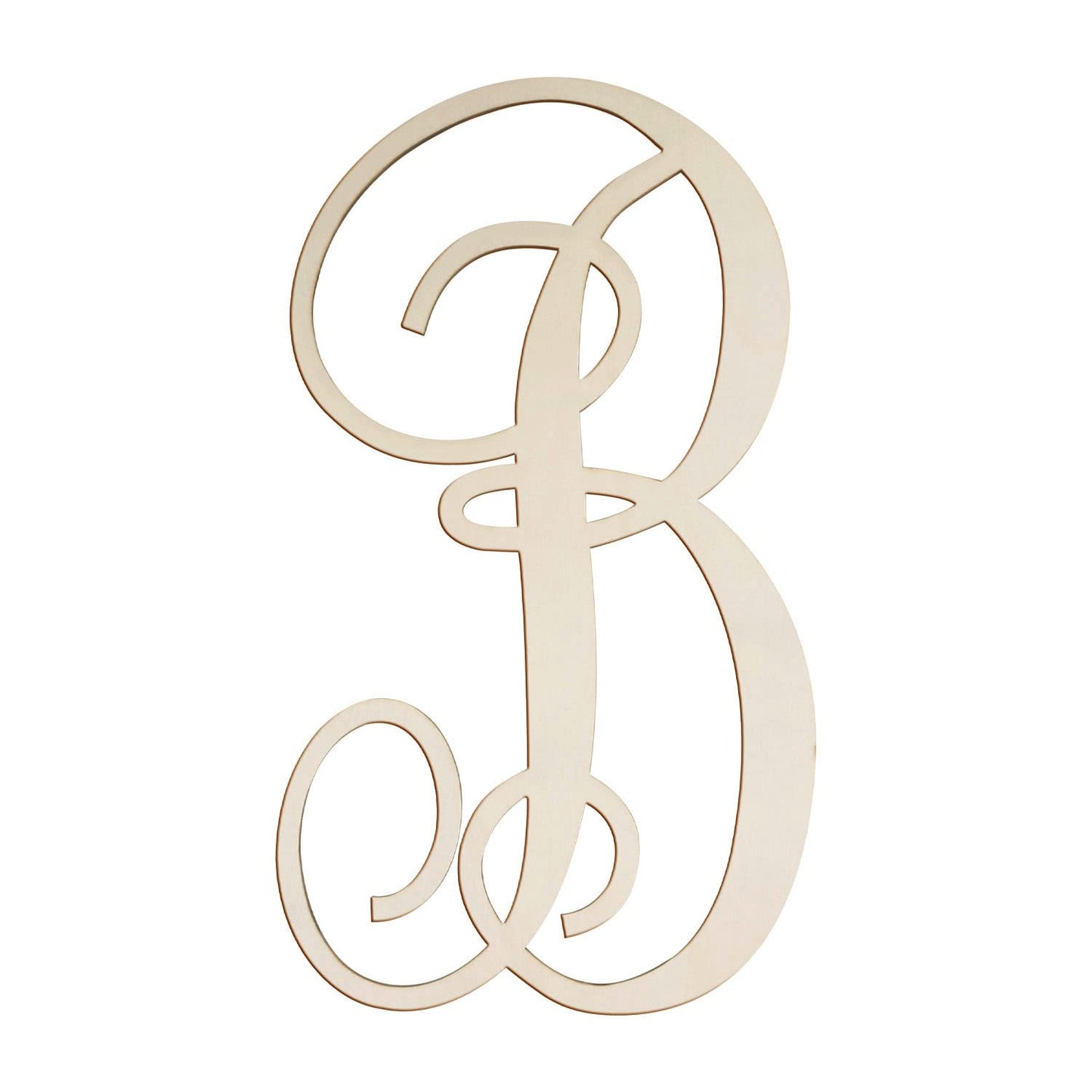 Cursive Wooden Letters for Wall Decor 14 Inch Large Wooden Letters Unfinished Monogram Wood Letter Crafts Alphabet Sign Cutouts for DIY Painting Door Hanger (B)