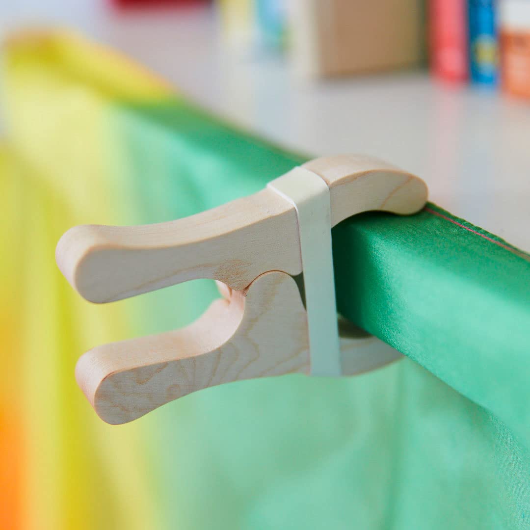 Sarah's Silks 4 Pack of Wooden Play Clips for Kids | Montessori and Waldorf Toys for Fort Building, Imaginative, and Pretend Play