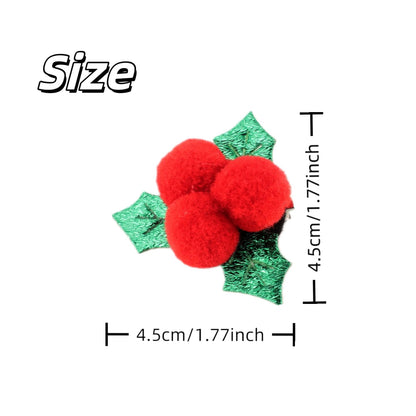 2-Piece Festive Holly Hair Clips with Red Berry Green Leaf Duckbill Clips Xmas Barrettes for Girls Holiday Hair Accessories for Winter Christmas New Year Parties