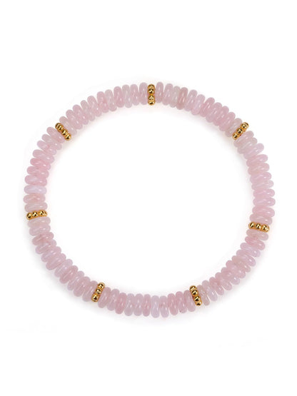 Top Plaza Rose Quartz Crystal Bracelets for Women Natural Semi-Precious Gemstone Beaded Stretch Bracelet Spiritual Jewelry Gifts for Mom