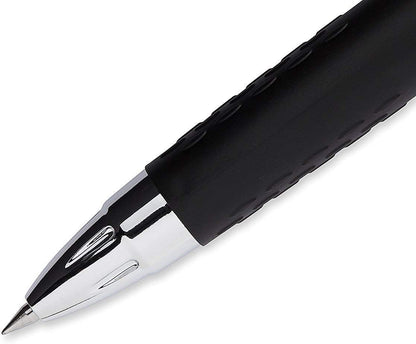 Advantage Gifts Signo 207 Roller Ball Retractable Gel Pens, Bold Point (1.0mm), Black Ink, 6 Count, Bundle with Plastic Reusable Pouch