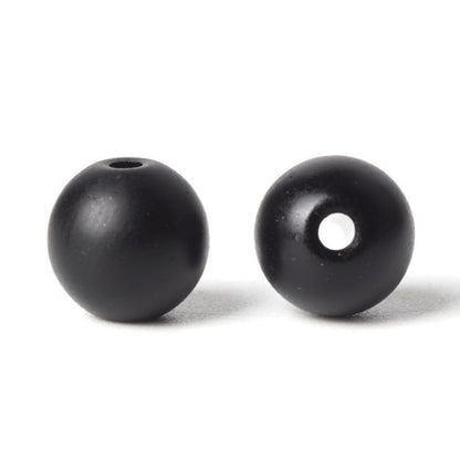 100Pcs Natural Stone 8mm Glass Black Matte Beads Round Loose Gemstone Energy Healing Beads Hole Size 1mm DIY Smooth Beads Jewelry Making