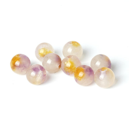 100Pcs Natural Stone Beads 6mm Puple Yellow Jasper Round Loose Gemstone Energy Healing Beads Hole Size 1mm DIY Smooth Beads for Bracelet Necklace Earrings Jewelry Making