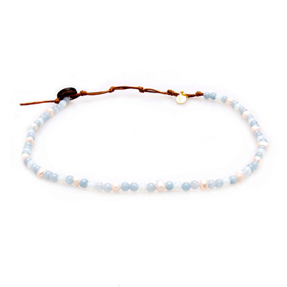 Lotus and Luna 4MM Energy Chakra Healing Necklace with Real Stones Jade, Pearl, Rose Quartz, Amethyst, Moonstone (Intuition + Self Love)