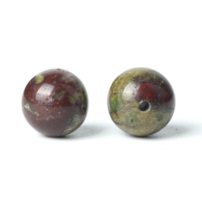 100Pcs Natural Stone 8mm Dragon Bloodstone Round Loose Gemstone Energy Healing Beads Hole Size 1mm DIY Smooth Beads for Bracelet Necklace Earrings Jewelry Making