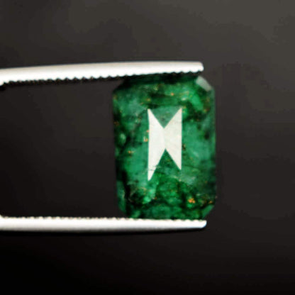 GEMHUB Loose Gemstones For Jewelry Making 5.80 Carat Emerald Cut Natural Green Emerald Natural Gemstones for Jewelry Pendants