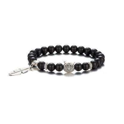 Softones Owl Bracelet, 8mm Natural Stone, Handmade Unisex Bracelet, Spiritual Energy Bracelet for Women and Men for Various Occasions