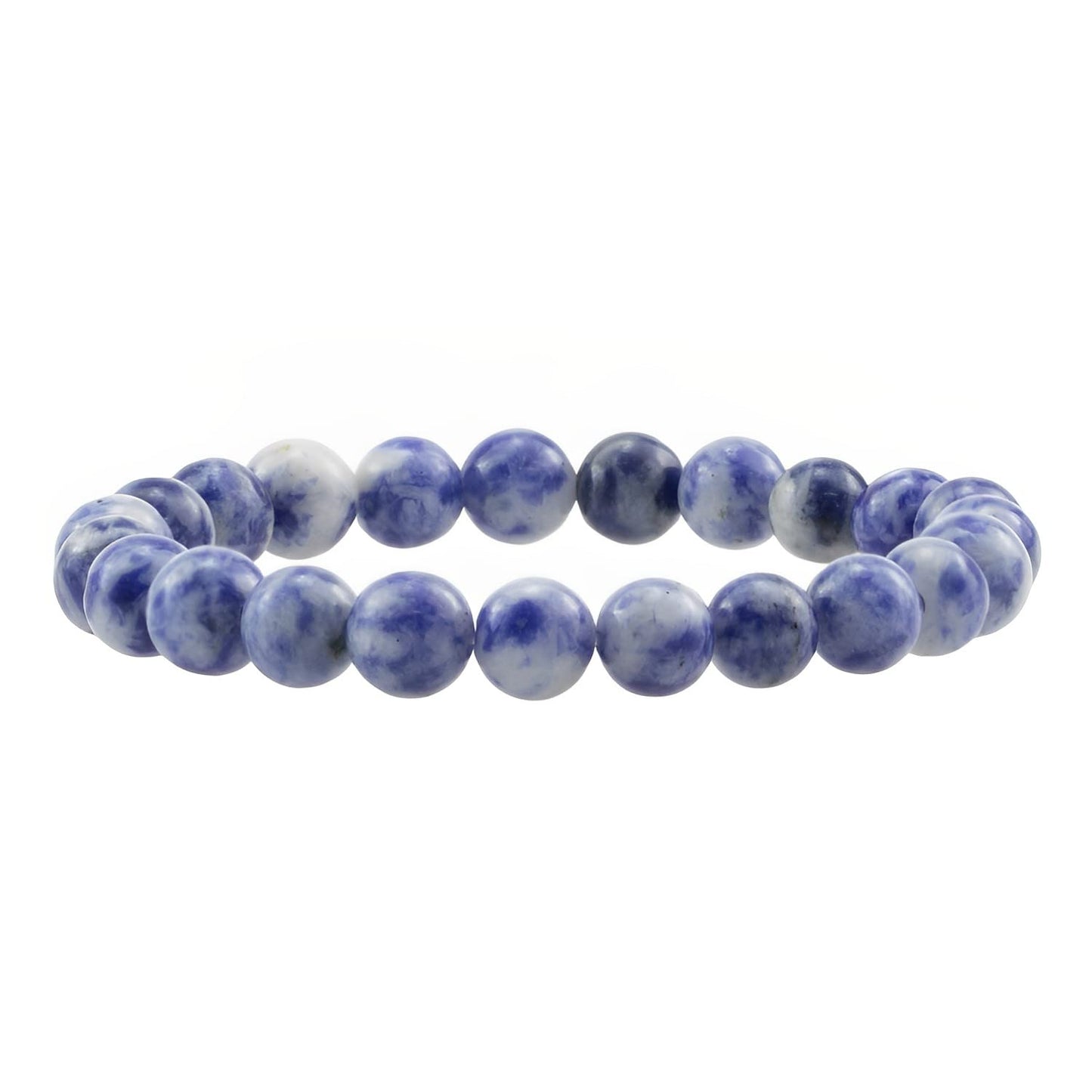 Clearain Natural Gemstones Bracelet 8mm Chakra Round Beads Energy Power Crystal Reiki Healing Elastic Stretch 7 Inch for Women Men Unisex（Blue Dot）