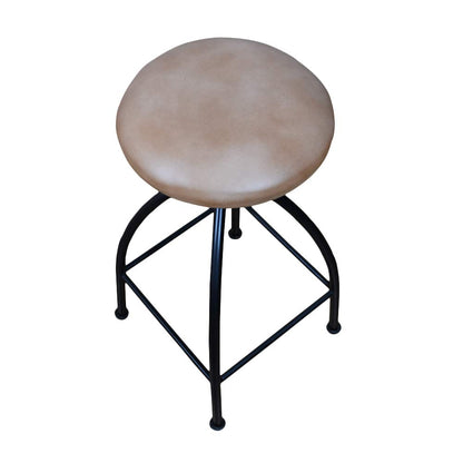 BBH Homes's Handmade Dark Tan Round Shaped Iron & Leather Bar Stool 13.77x13.77x25.99 AMBBHBAC9051