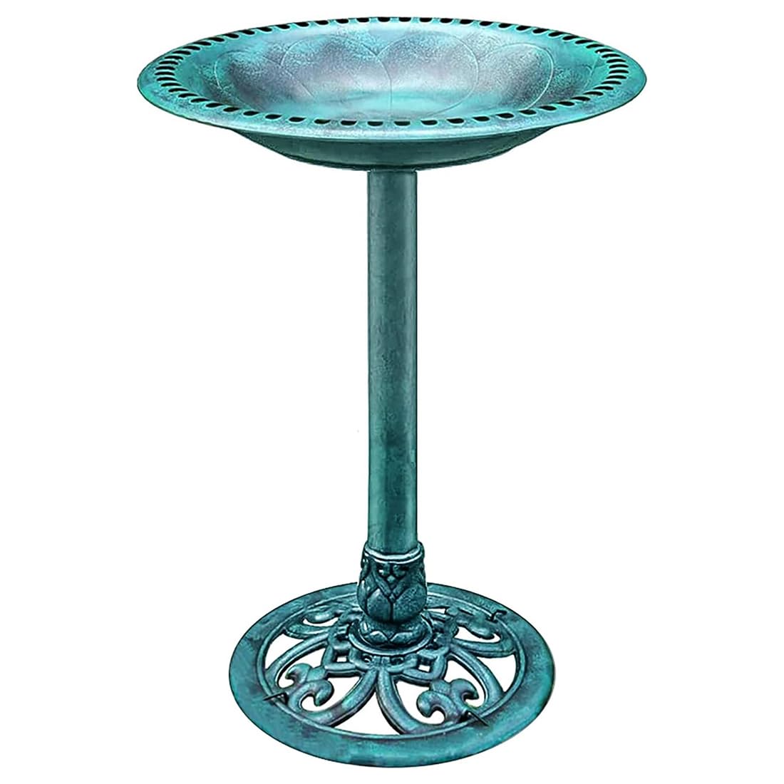 VIVOHOME Bird Bath for Outside, Polyresin Pedestal Bird Baths for Outdoor, Garden, 28 Inch Height Weather-Resistant Birdbaths with 20" Bowl, Green