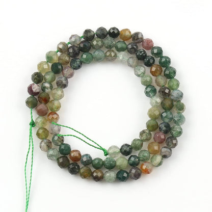 Song Xi 120pcs 3mm Natural Indian Agate Gemstone Beads Faceted Round Loose Stone Beads for Jewelry Making