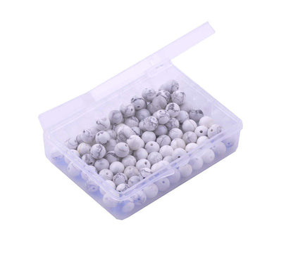 Natural Stone Beads 100pcs 8mm White Howlite Round Genuine Real Stone Beading Loose Gemstone Hole Size 1mm DIY Charm Smooth Beads for Bracelet Necklace Earrings Jewelry Making (White Howlite, 8mm)