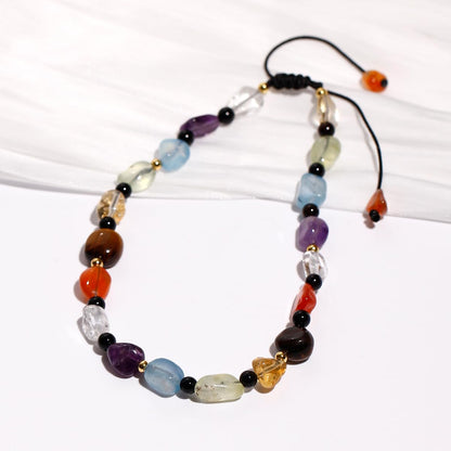 Jewever 7 Chakra Crystals and Stones Anklet Irregular Tumbled Gems Beaded Ankle Bracelets for Women Spiritual Energy Meditation Yoga Healing Jewelry Mom's Gifts (Tumbled Stone)