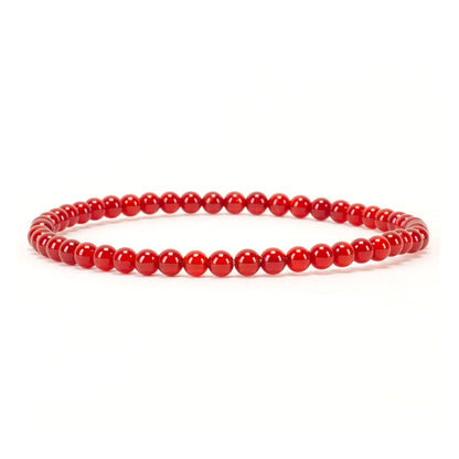 Cherry Tree Collection - Small, Medium, Large Sizes - Gemstone Beaded Bracelets For Women and Men - 4mm Round Beads (Red Agate, Medium)