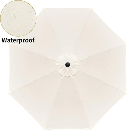 Simple Deluxe 9' Patio Umbrella Outdoor Table Market Yard Umbrella with Push Button Tilt/Crank, 8 Sturdy Ribs for Garden, Deck, Backyard, Pool, Beige