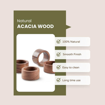 SHAFA IMPEX Wood Napkin Rings Set of 12 Napkin Holders Buckles for Dining, Anniversary, Birthday, Dinner, Christmas, Party of Table Setting