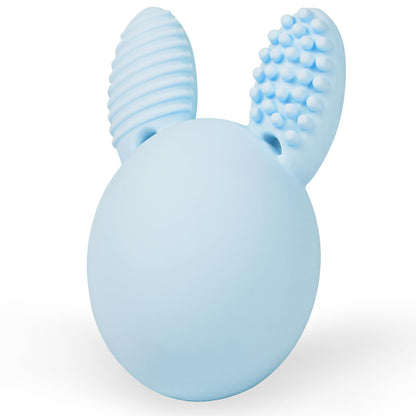 Bunny Eggy Teether Baby Teething Toy Rabbit Egg Rattle Toy Teething Pain Relief for Babies Boys Girls - Blue
