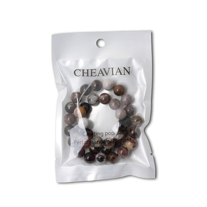 CHEAVIAN 35PCS 10mm Natural Silicified Wood Jade Gemstone Round Loose Beads for Jewelry Making DIY Findings 1 Strand 15"