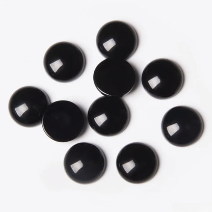 20pcs 12mm Natural Stone No Hole Black Agate Semicircle Smooth Cabochons Beads Healing Chakra Crystal Stone Bead for Jewelry Making Rings Earrings Necklace Bracelet DIY Crafts
