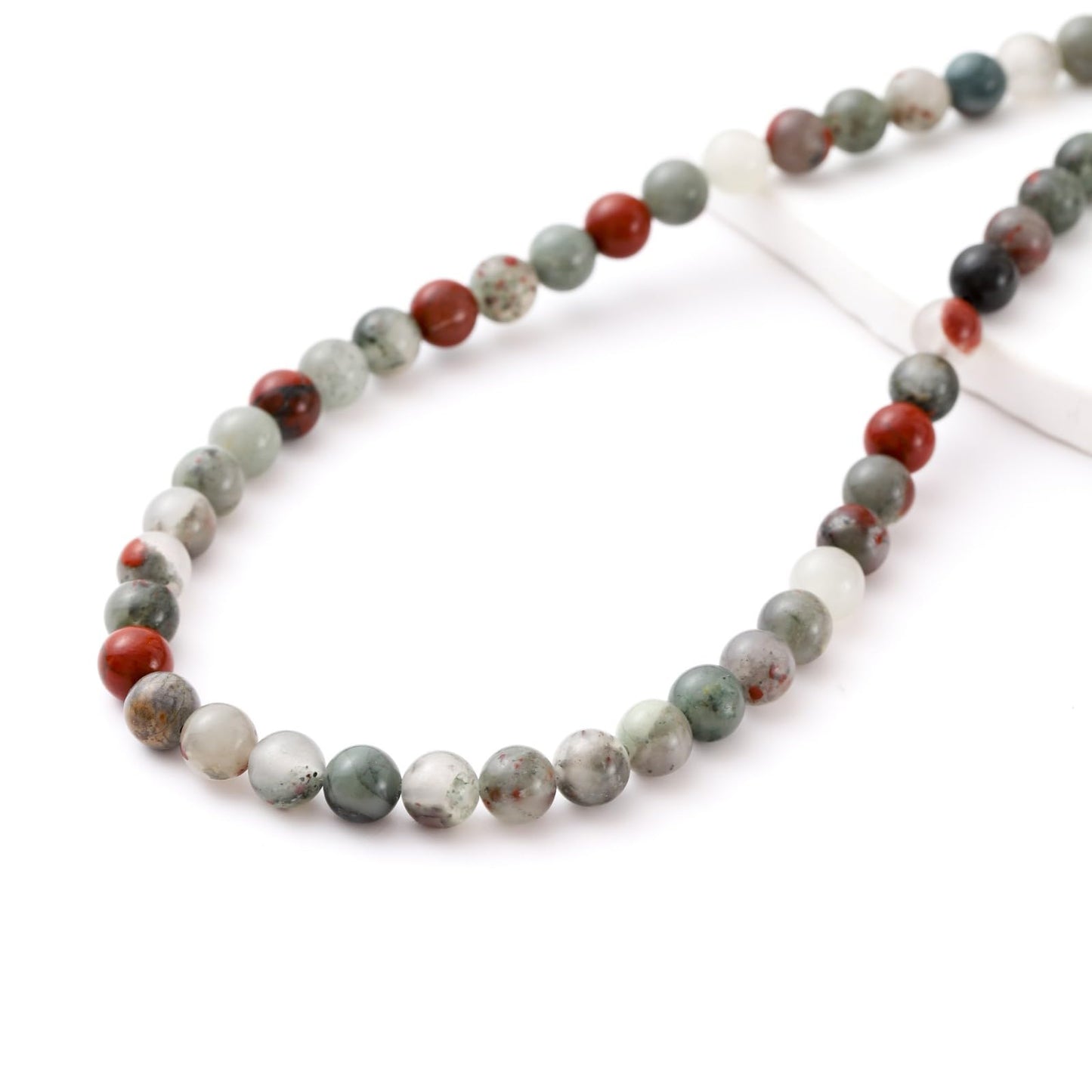 8mm 45pcs DIY Natural African Blood Stone Beads Round Healing Crystal Gemstone Loose Beads for Jewelry Making Handmade Bracelet Necklace