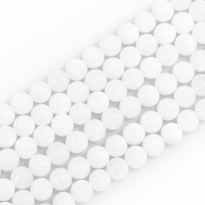 4mm Natural Gemstone Round Small Beads for Jewelry Making White Jade Crystal Beads for Bracelets Necklace Earrings Making Supplies (15"/Strand)