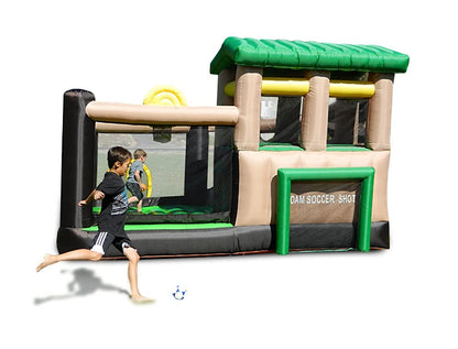 Island Hopper Fort All Sport 7-in-1 Kids Inflatable Bounce House – Climbing Wall, Slide, Soccer Goal, Basketball Hoop & More – Outdoor & Indoor Bounce House with Durable PVC & Fast Setup