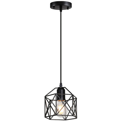 Laihezz 1-Light Vintage Hanging Light Pendant Light Fixture Farmhouse Basket Cage Hanging Ceiling Light with Metal Caged for Kitchen Island Dining Restaurant Room Hallway Hotel Bar…