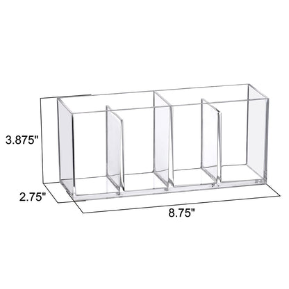 Amazing Abby - Glamour - 2-Pack Acrylic 4-Compartment Makeup Organizer, Transparent Plastic Makeup Brush Holder, Perfect Bathroom Vanity Storage Solution for Makeup Brushes, Eyebrow Pencils, and More